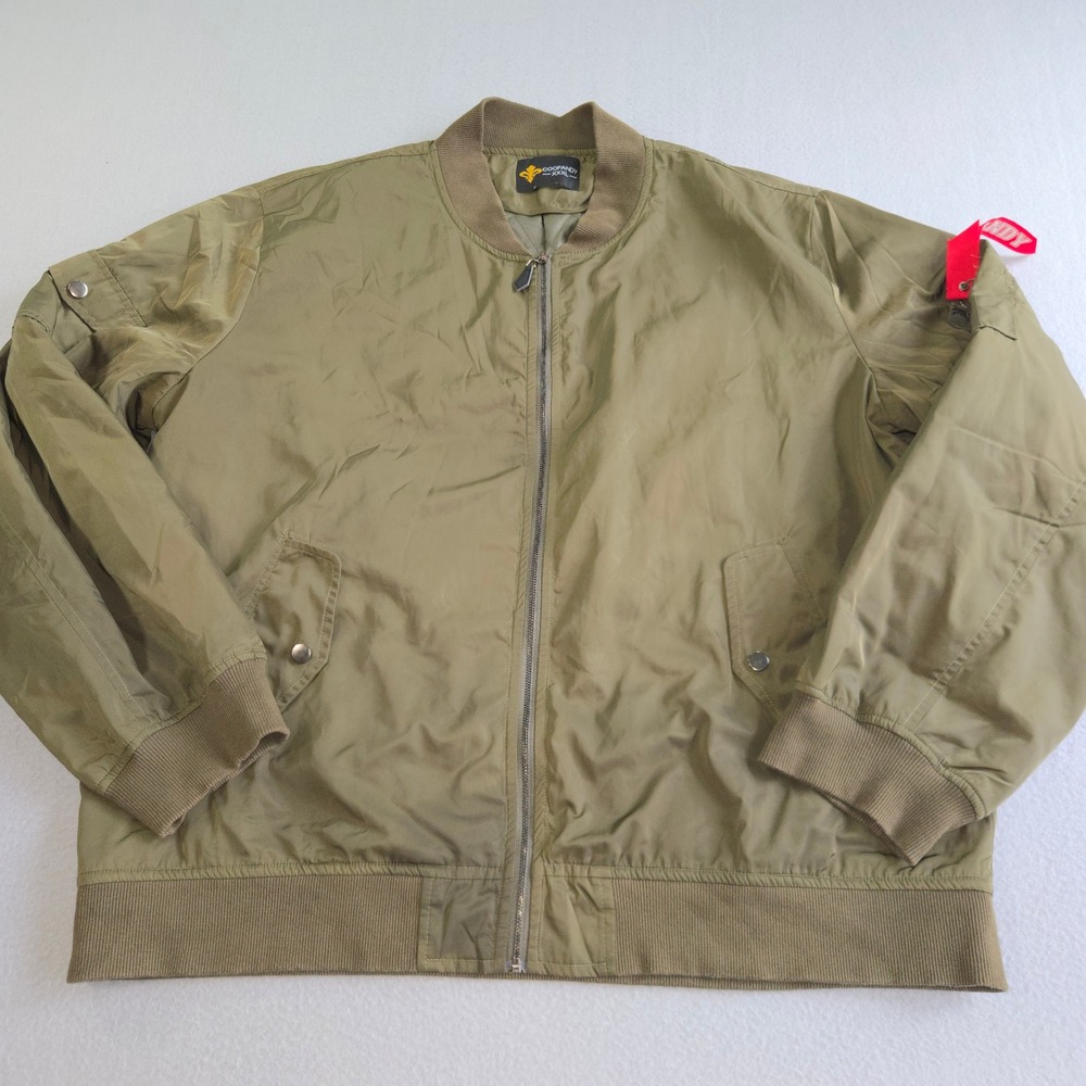 Coofandy Bomber Jacket Mens XXXL Olive Green Military Flight Utility Zip Up